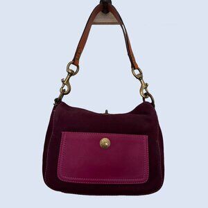 Coach Legacy Suede Shoulder Bag–Magenta/Burgundy. Pristine w/ Dust Bag